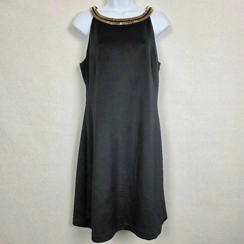 Jessica Simpson Black Embellished Neck Dress Size 6